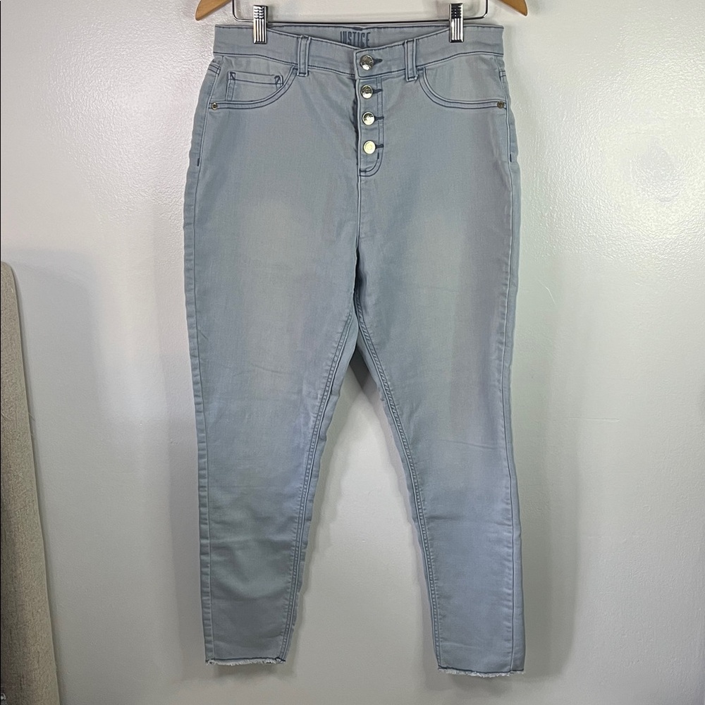 Justice High Rise Denim Jeans in Soft Blue